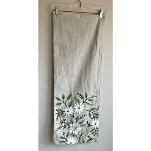 PIER‎ 1 Floral Table Runner Embroidered Felt Beige Earth Tones